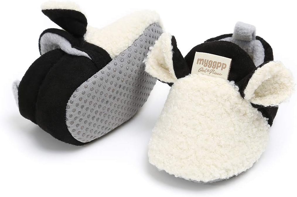 Ohwawadi Cozy Fuzzy Baby Slippers for Crawlers Walkers