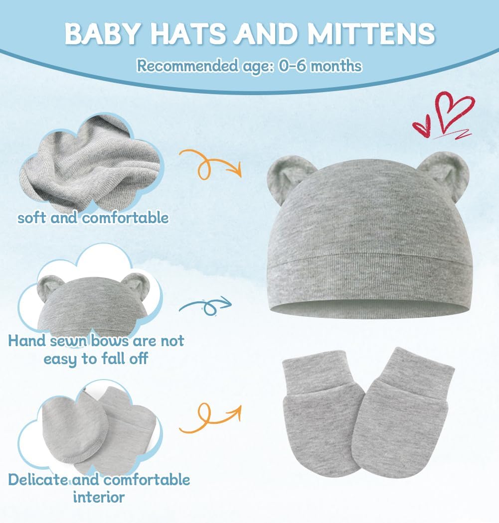 Soft Stretchy No-Scratch Baby Mittens for Newborns Made in USA