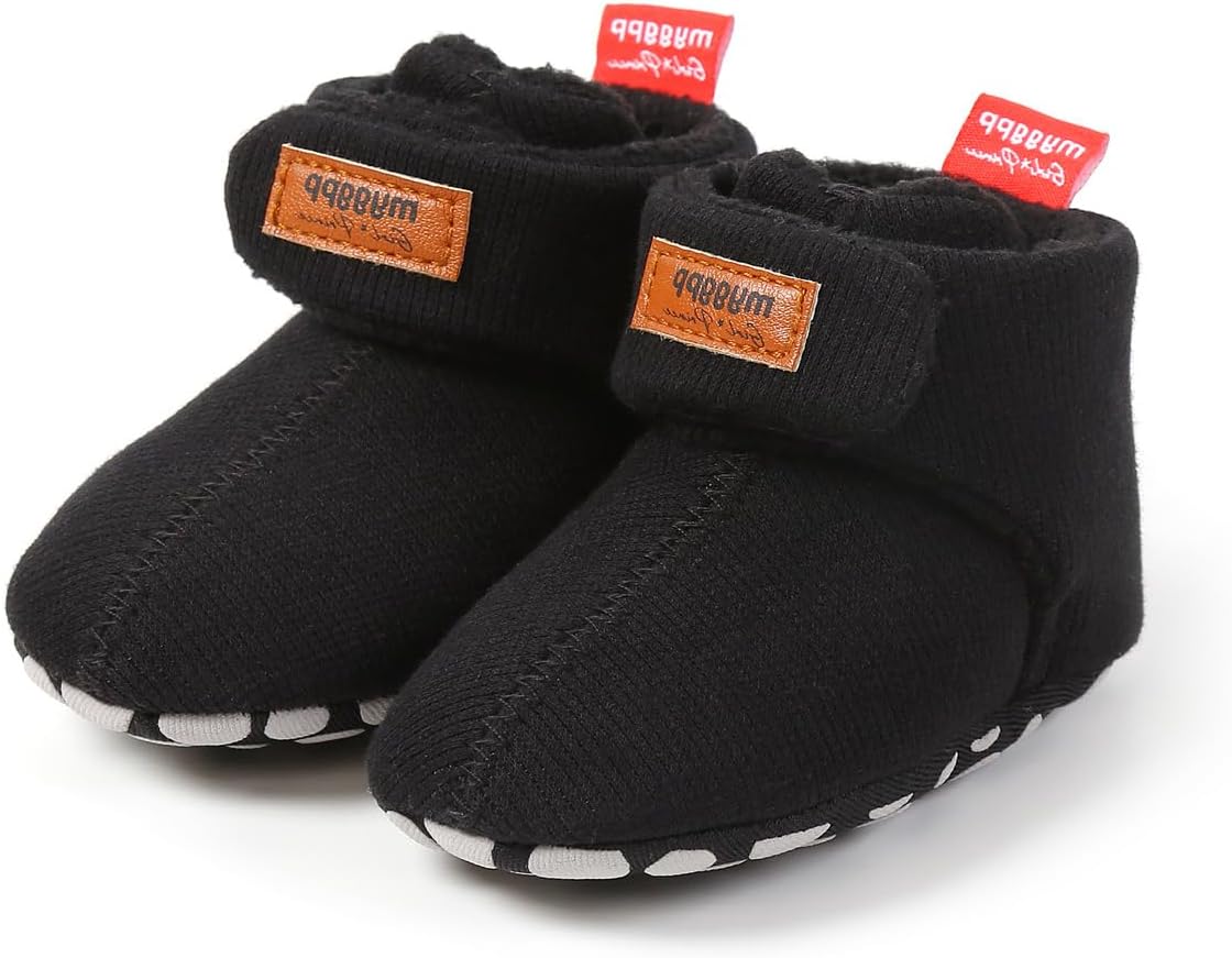 E-FAK Newborn Baby Cozy Fleece Booties with Grippers for Winter