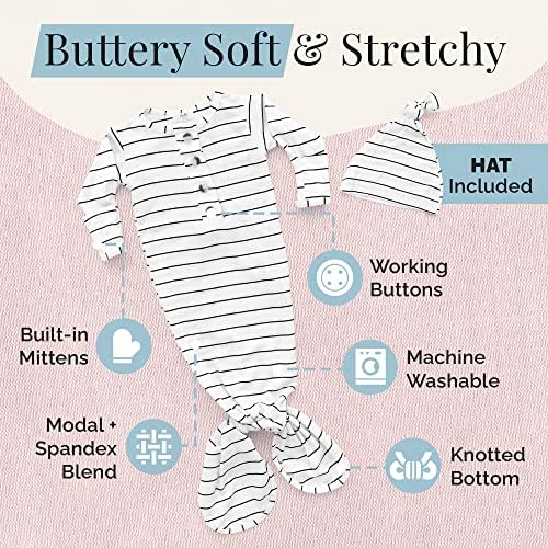 Stroller Society Knotted Baby Gown Set for Newborns and Babies
