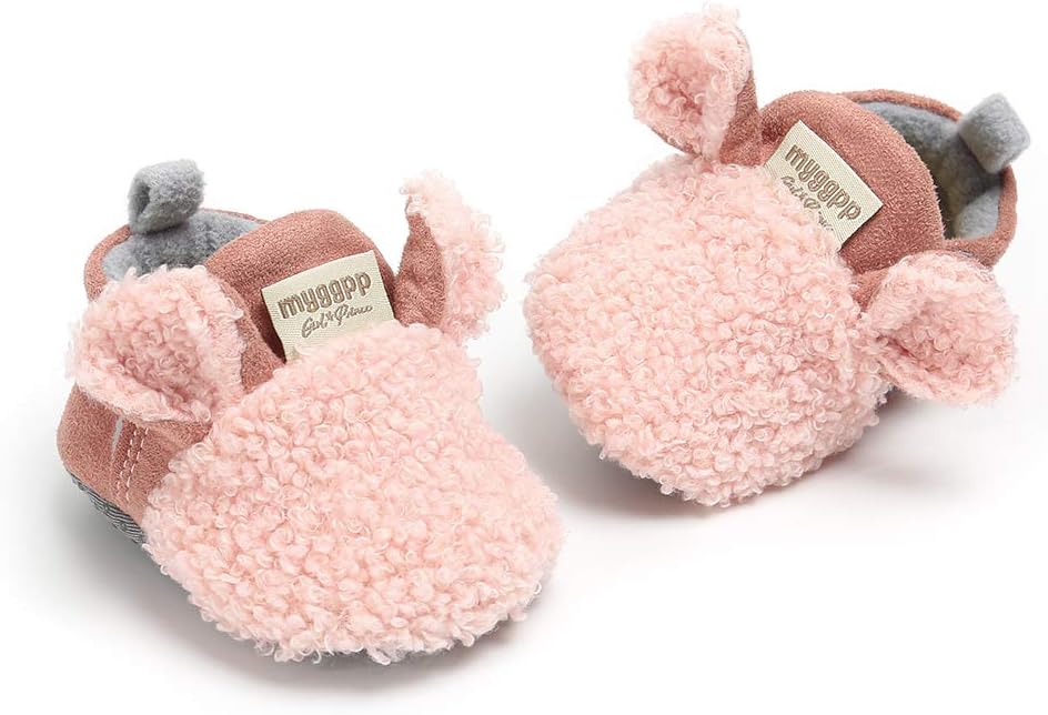 Ohwawadi infant baby boys girls slippers cozy fleece bootsies soft bottom warm