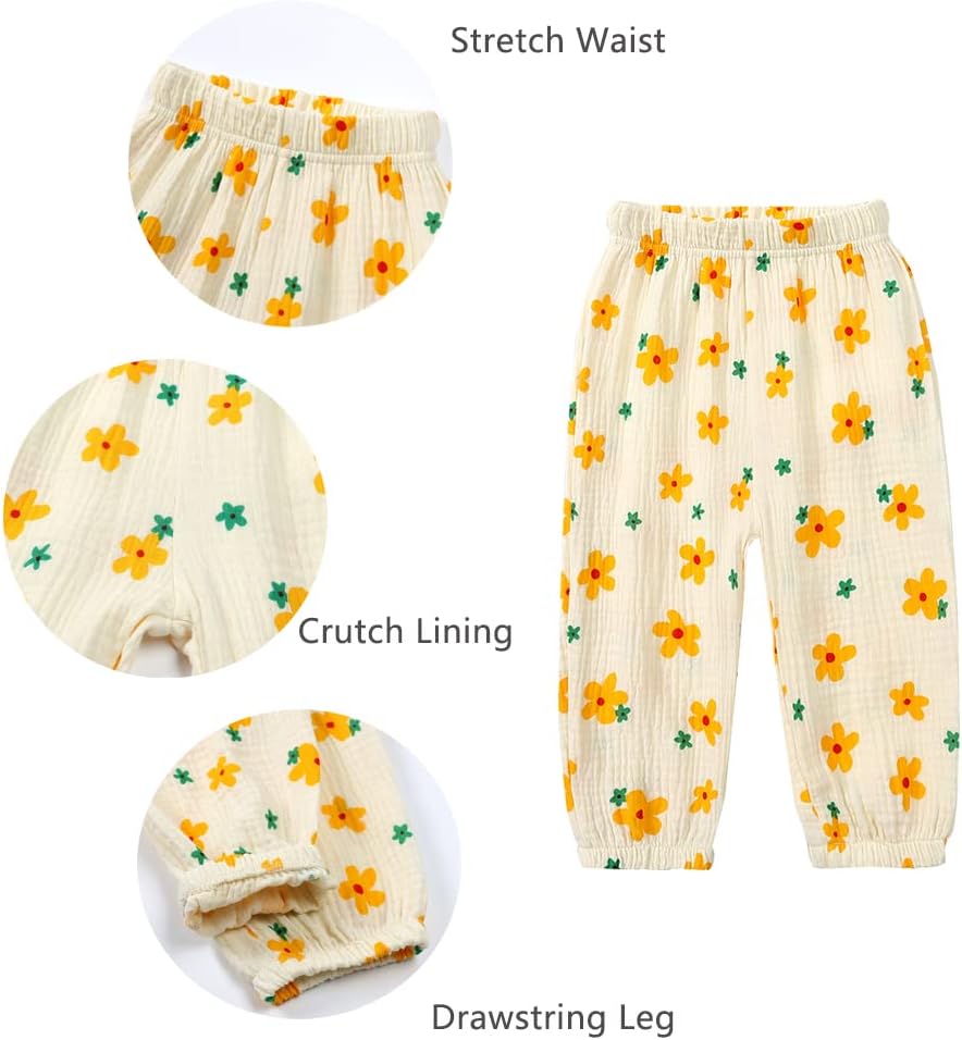 3-Piece Summer Toddler Cotton Pants soft breathable stretch fabric