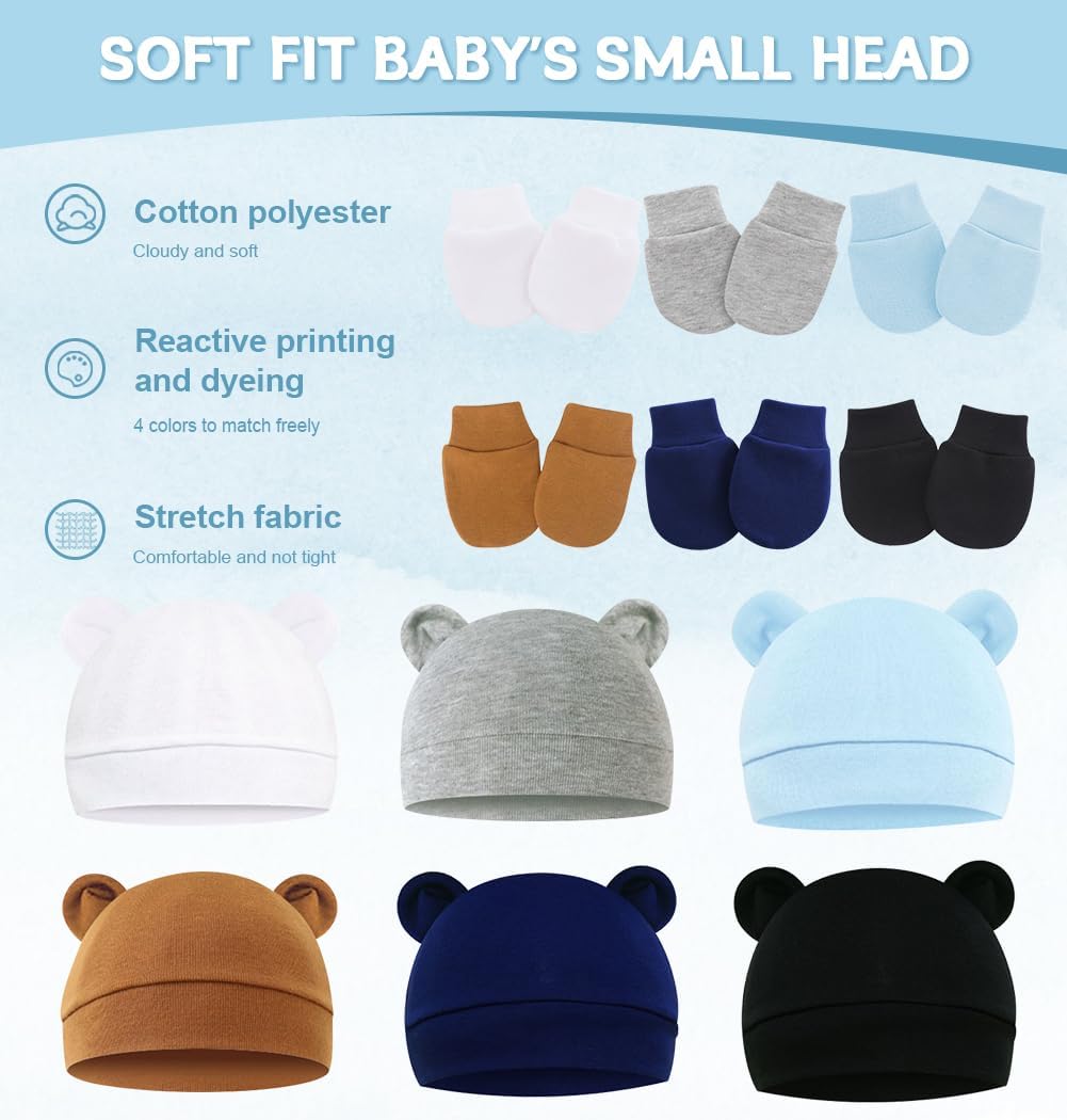 Soft Stretchy No-Scratch Baby Mittens for Newborns Made in USA