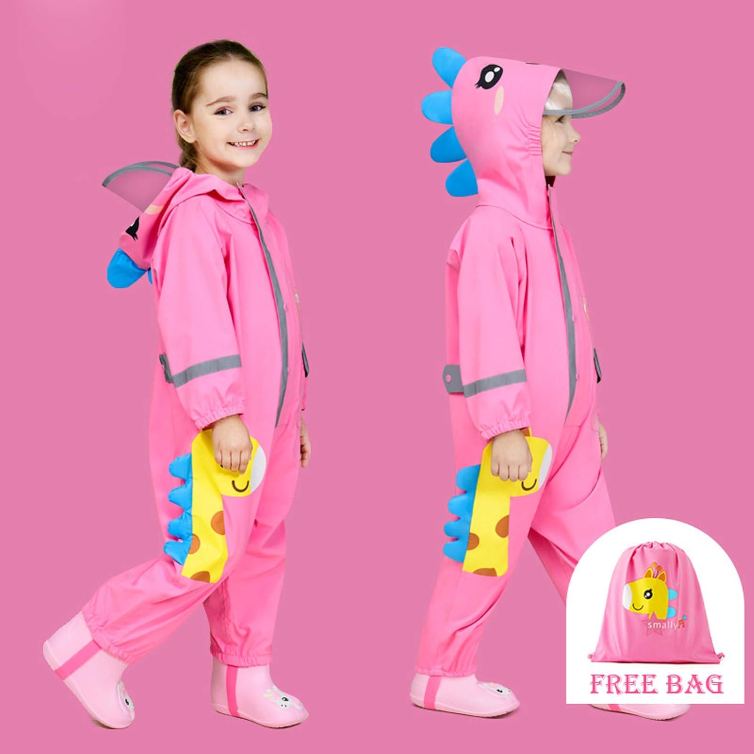 Popch Poncho - Dinosaur Kids Toddler waterproof rain jacket and raincoat