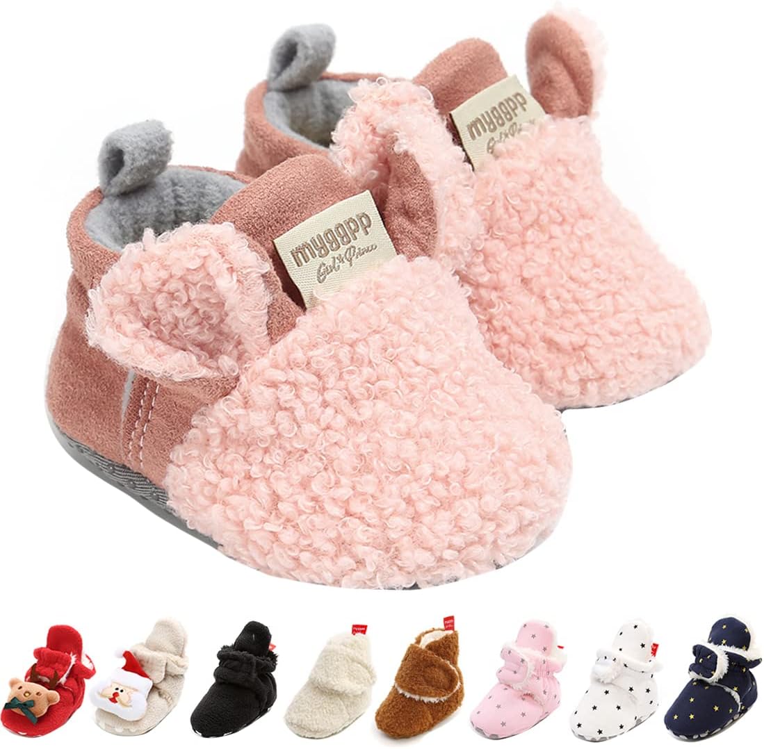 GDSDYM Baby Booties Cozy Fleece Slippers Soft Warm and Easy to Wear
