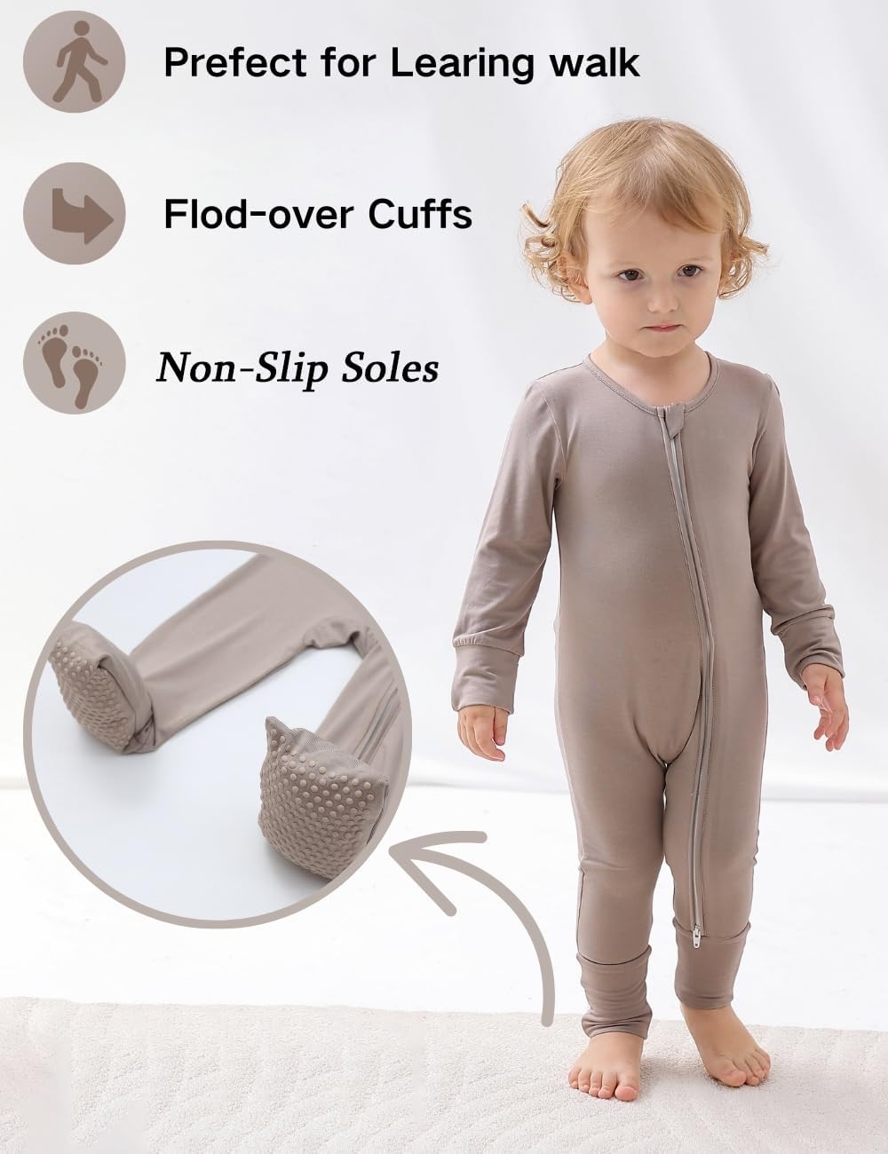Bamboo Baby Romper with Mittens for Safe Cot Sleep