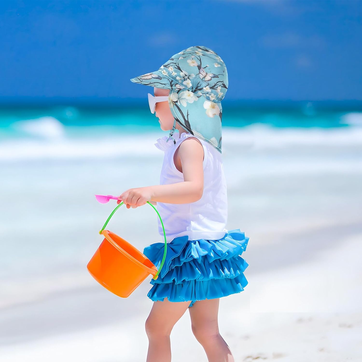 J JOYSAY Blue Butterflies Toddler Sun Hat