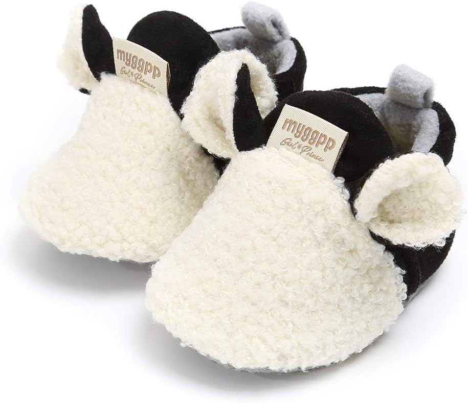 Ohwawadi Cozy Fuzzy Baby Slippers for Crawlers Walkers