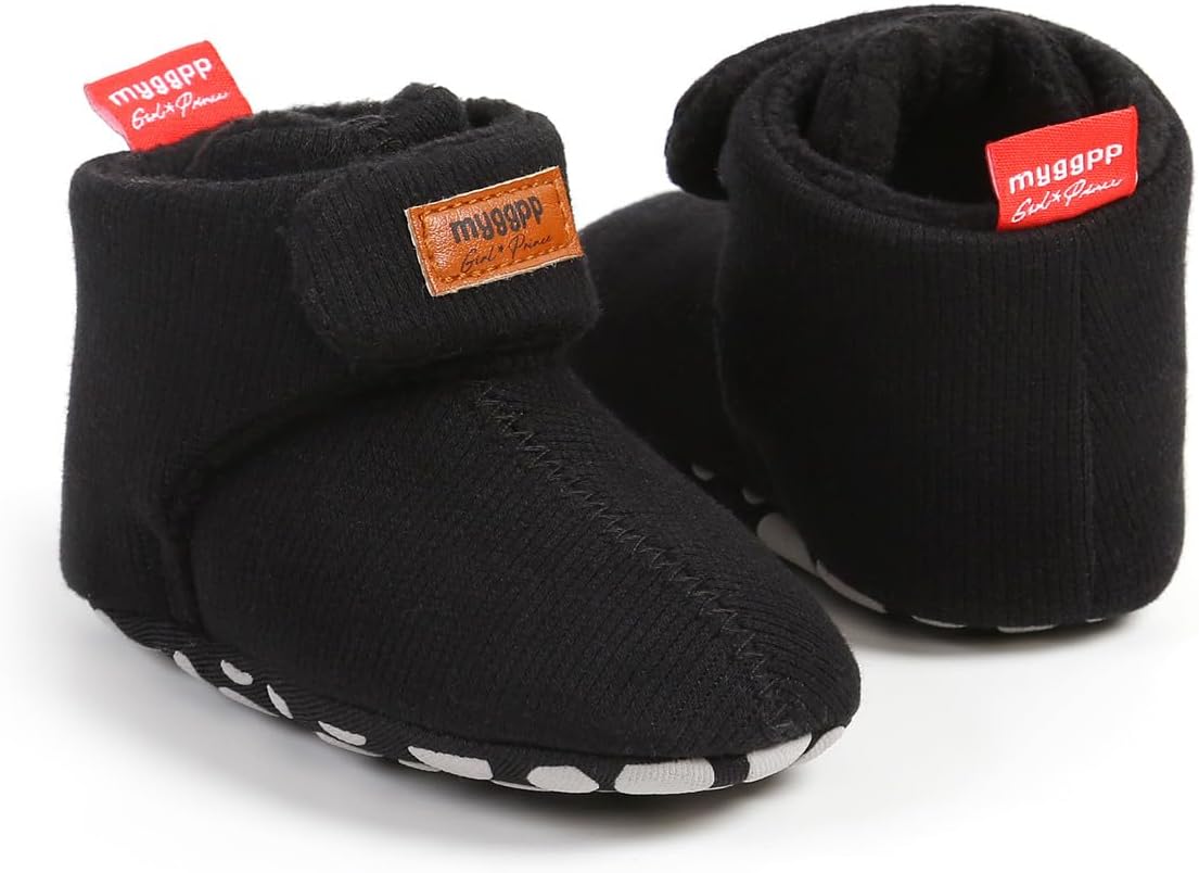 E-FAK Newborn Baby Cozy Fleece Booties with Grippers for Winter