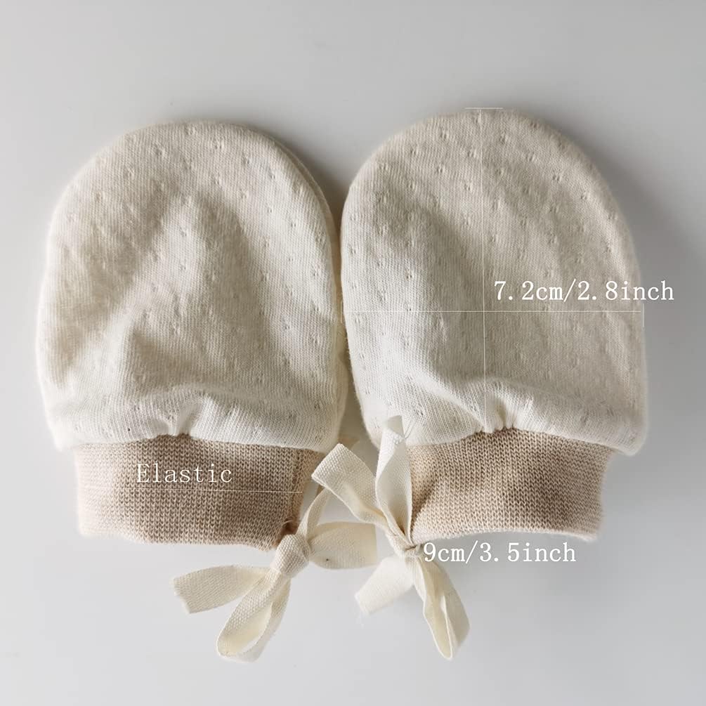 Organic Cotton Baby Mittens No Scratch Soft for Newborns
