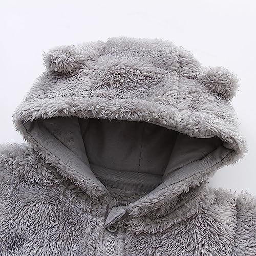 Newborn Baby Jumpsuit Hooded Fleece Romper