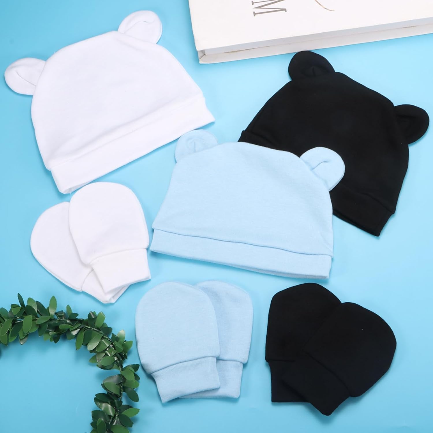 Newborn Baby Hats and Mittens Set