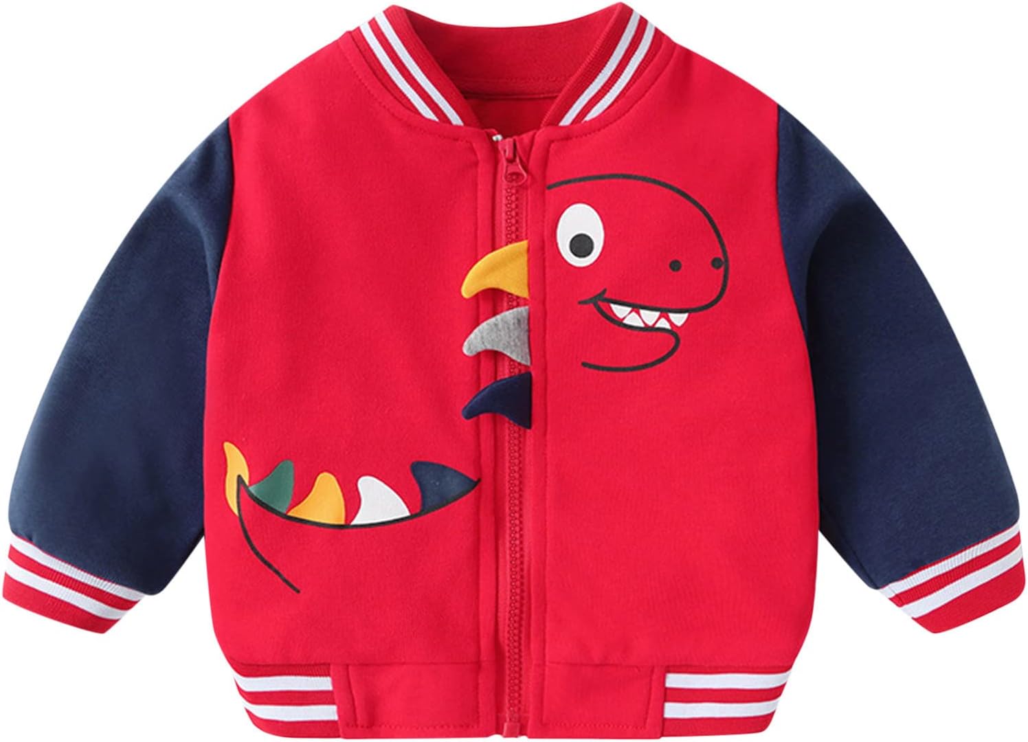 Dinosaur-Backed Baseball Jacket for Little Ones