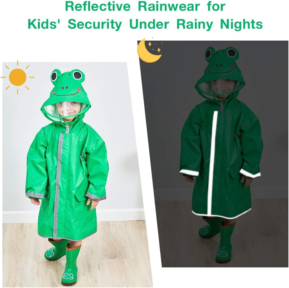 SSAWcasa 3D Cartoon Skeleton Rain Poncho for Kids Waterproof Hooded Jacket