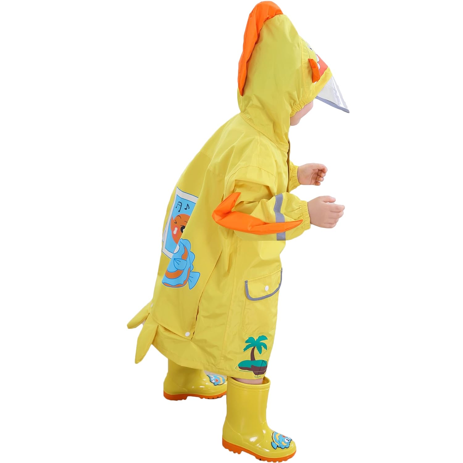 Fewlby Toddler Waterproof jackets for rain - Detachable hood with raglan sleeves