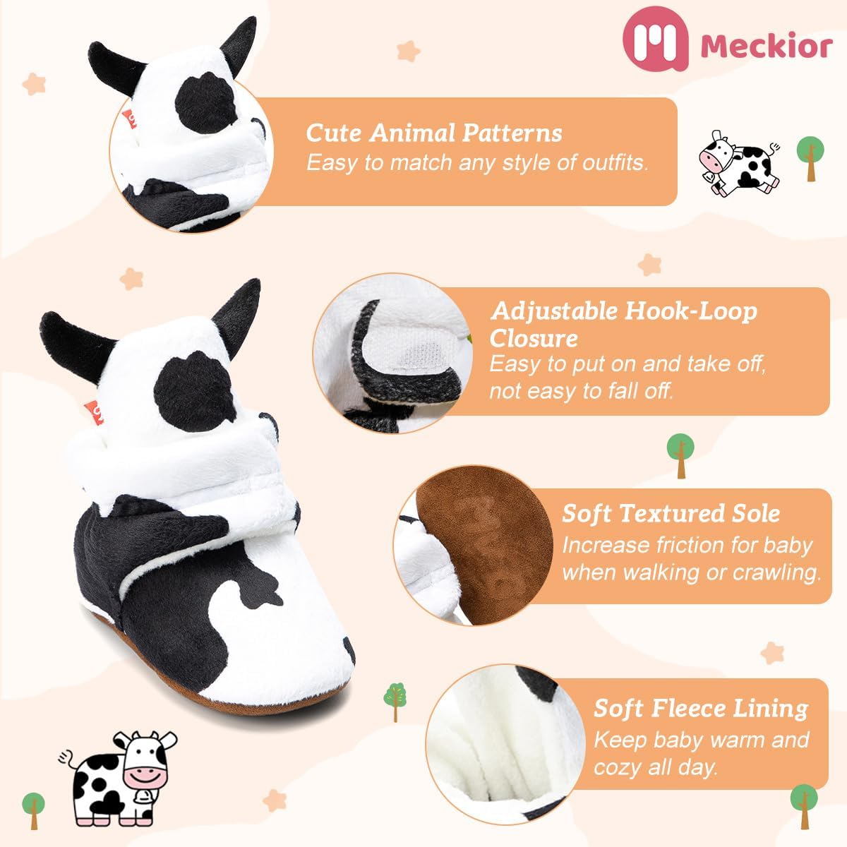 Cute Soft Fleece Winter Booties for Babies