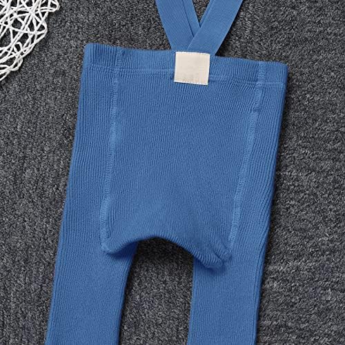 IDOPIP Infant Ribbed Leggings with Suspender Pants for Girl Boy 6-18M