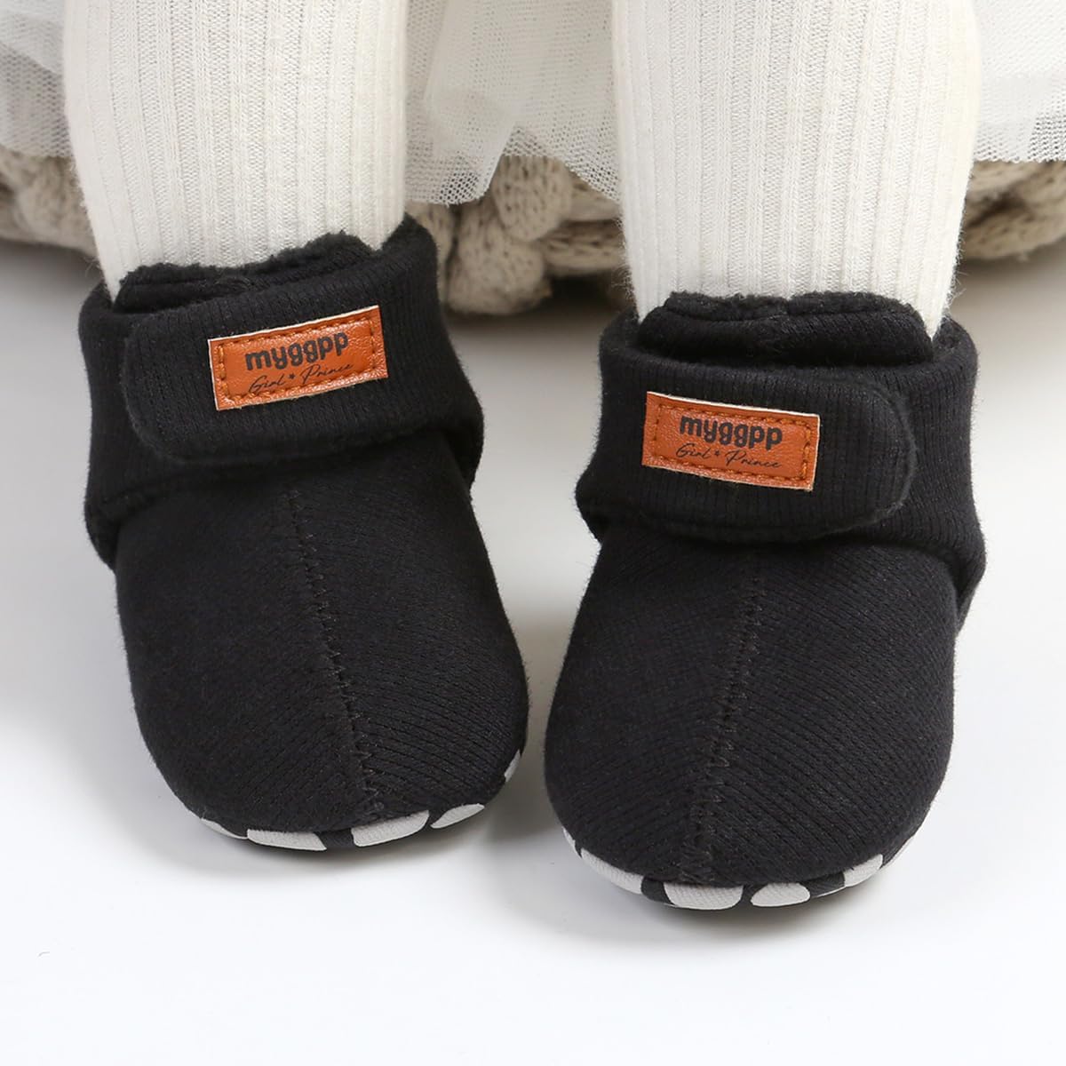 E-FAK Newborn Baby Cozy Fleece Booties with Grippers for Winter