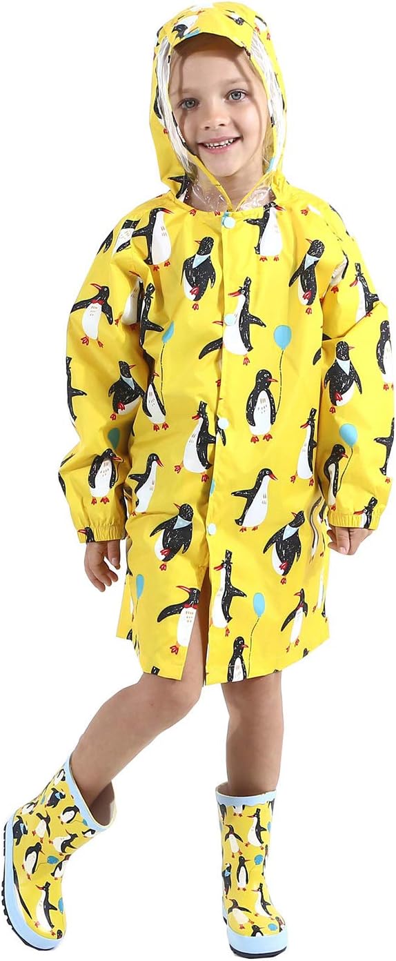HTER Kids Cartoon Rain Poncho for Toddler Lightweight Durable Together rain Protection