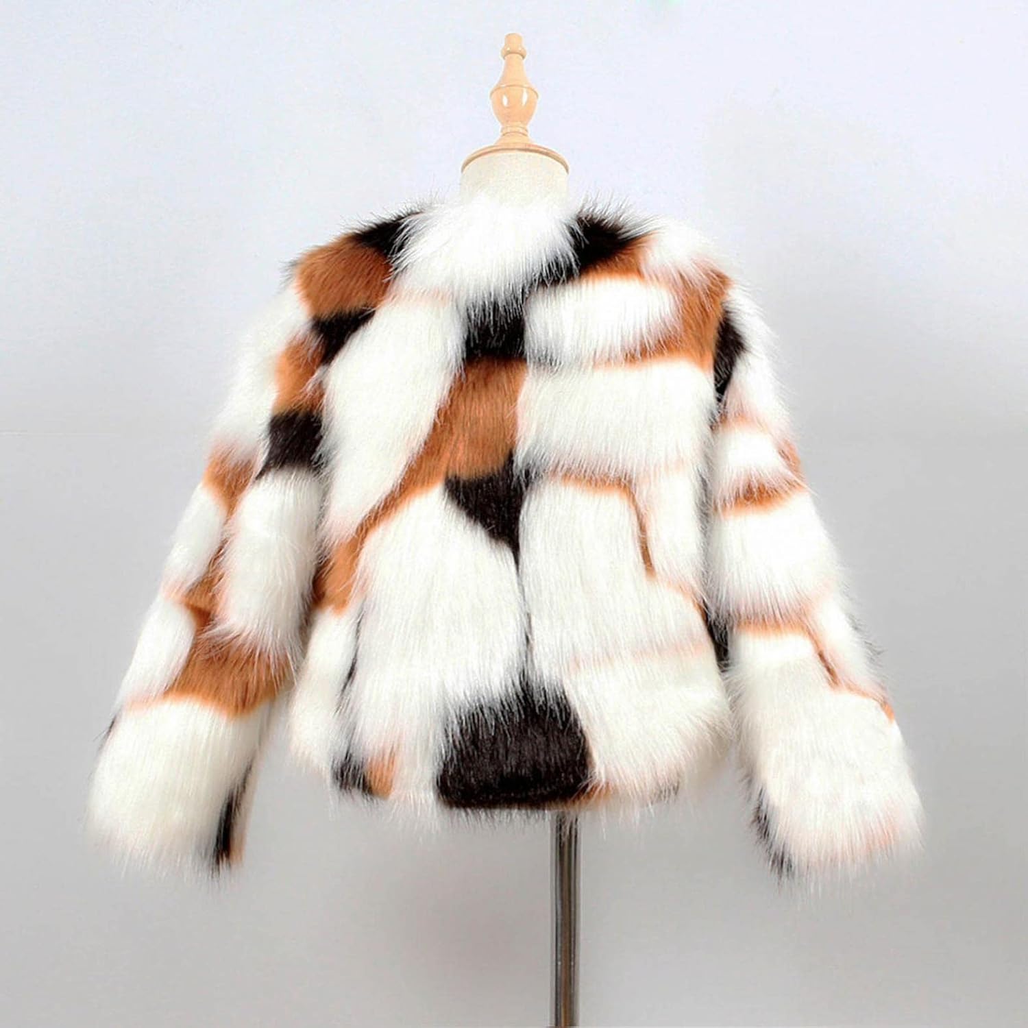 Moonker Girls Faux Fur leopard Print Winter Coat 3-8 Years