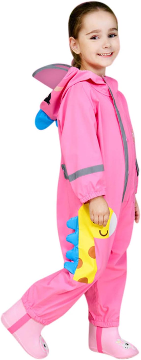 Kids rain suit babyhood waterproof coverall 1 piece rainwear muddy raincoat hooded windbreaker