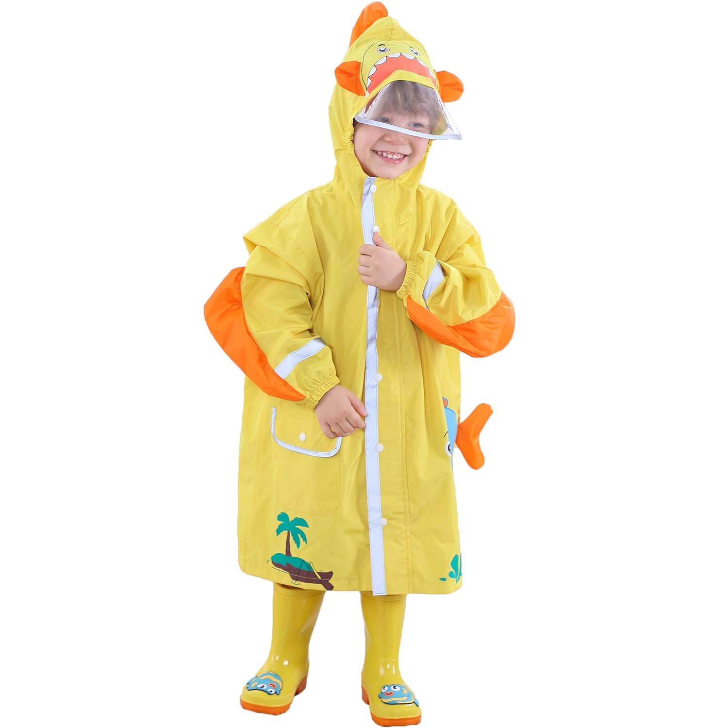 Fewlby Toddler Waterproof jackets for rain - Detachable hood with raglan sleeves