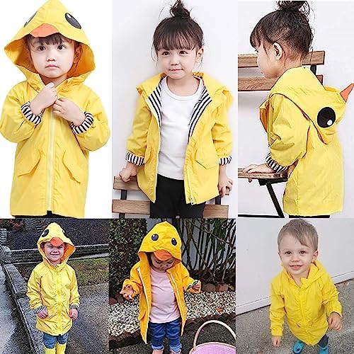 Admireme Toddler Cute Cartoon Yellow Raincoat Jacket for Boys and Girls