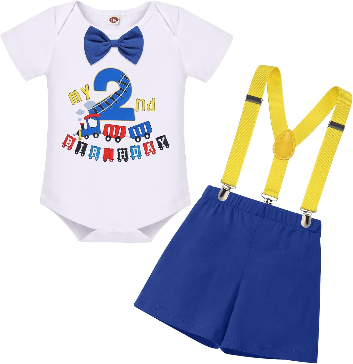 IBTOM CASTLE 1st Birthday Outfit - Jungle Woodland Animal Romper Bloomers Suspenders 3PCS
