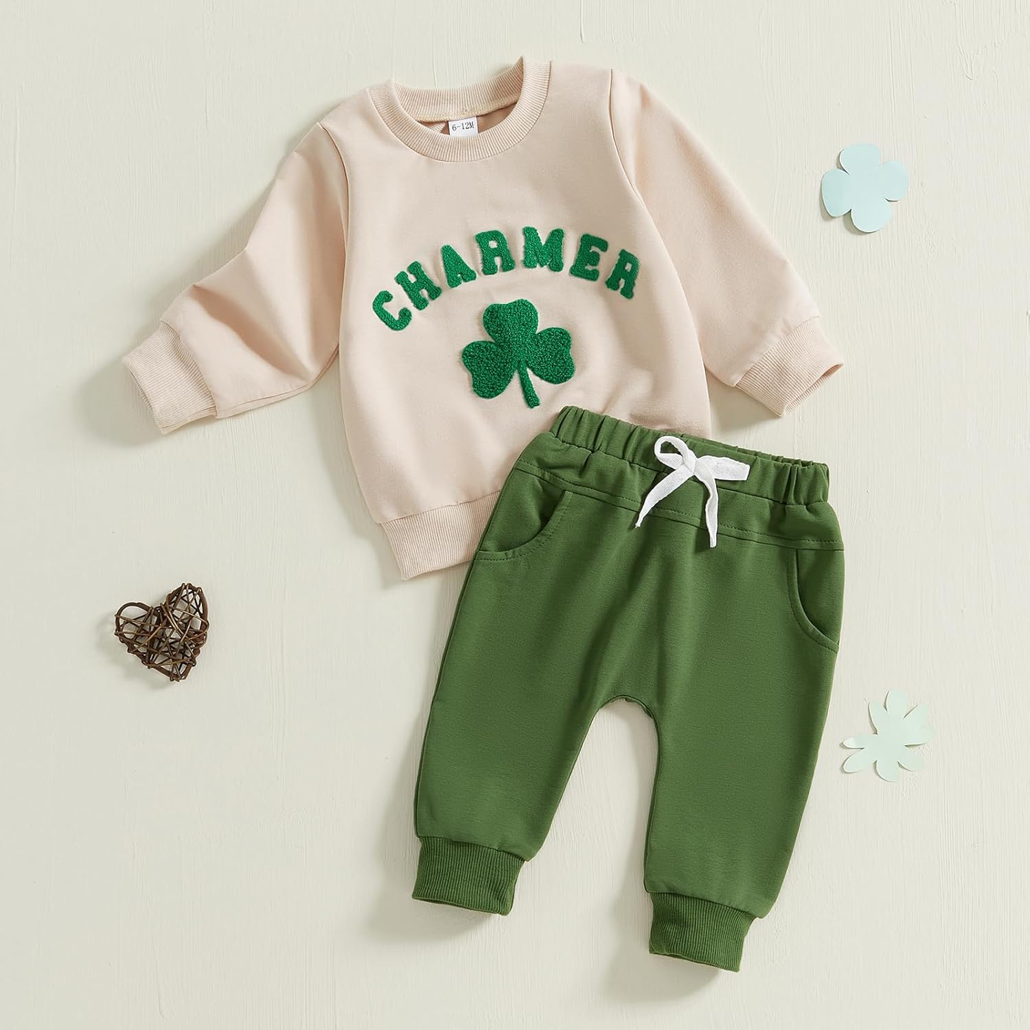 Amnnchya Toddler St Patricks Day Character Set with Shamrock Sweater Pants