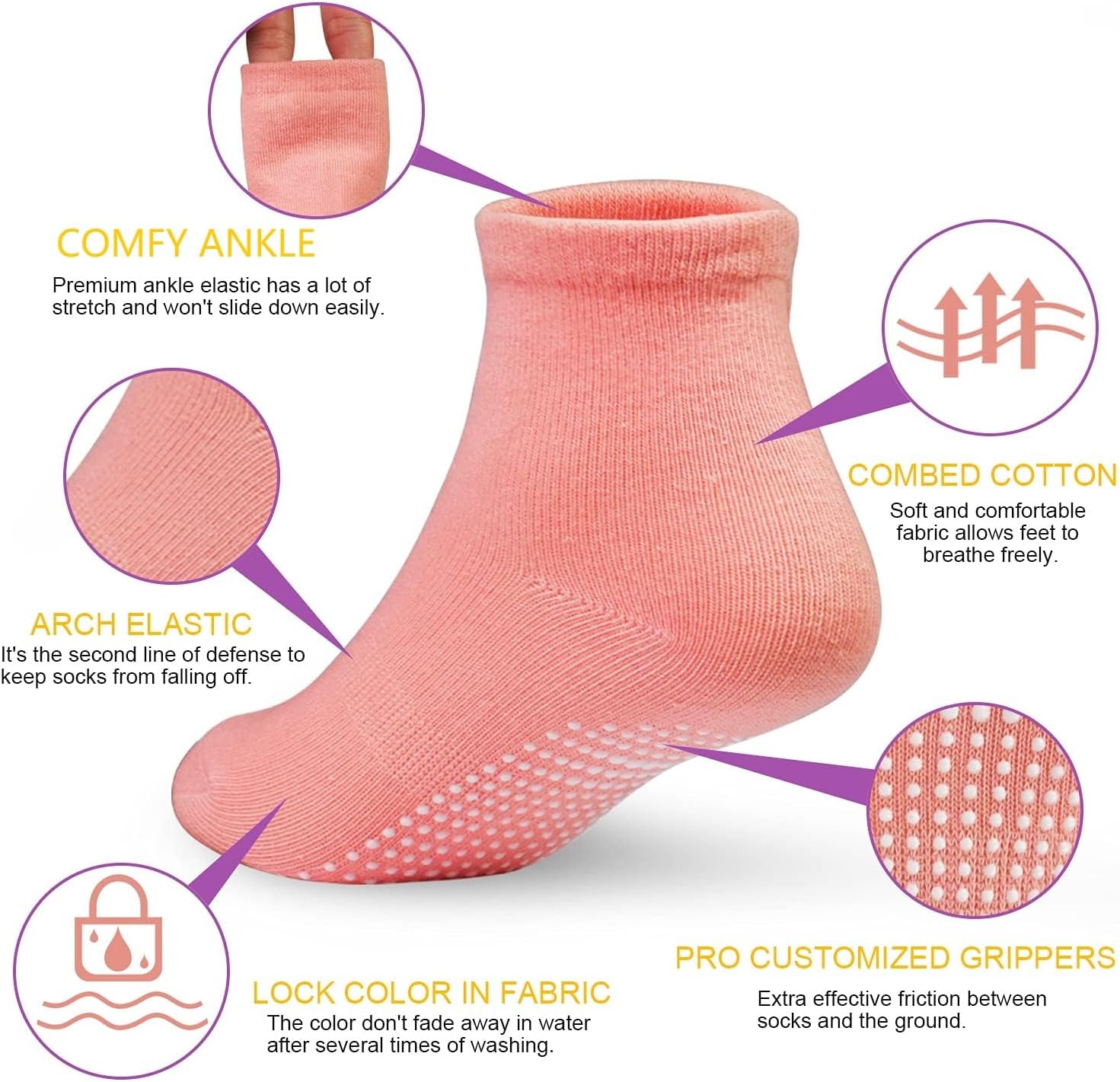 GRPSKCOS 12 Pairs Non-Slip Baby Socks for 0-7 Years