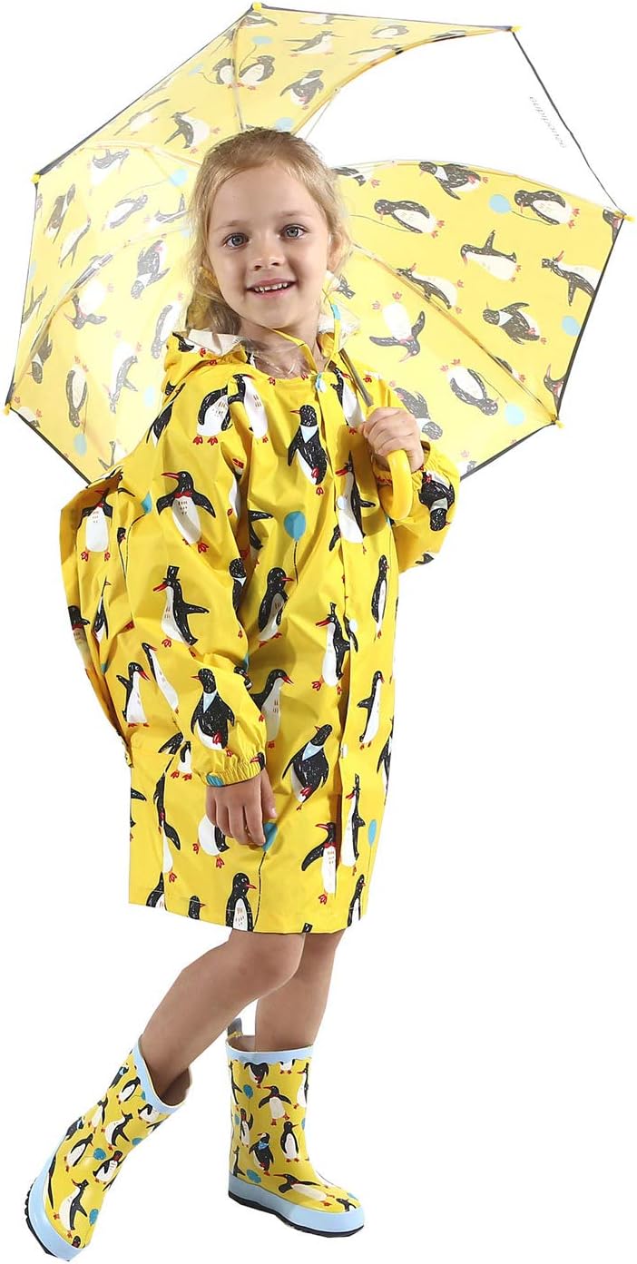 HTER Kids Cartoon Rain Poncho for Toddler Lightweight Durable Together rain Protection
