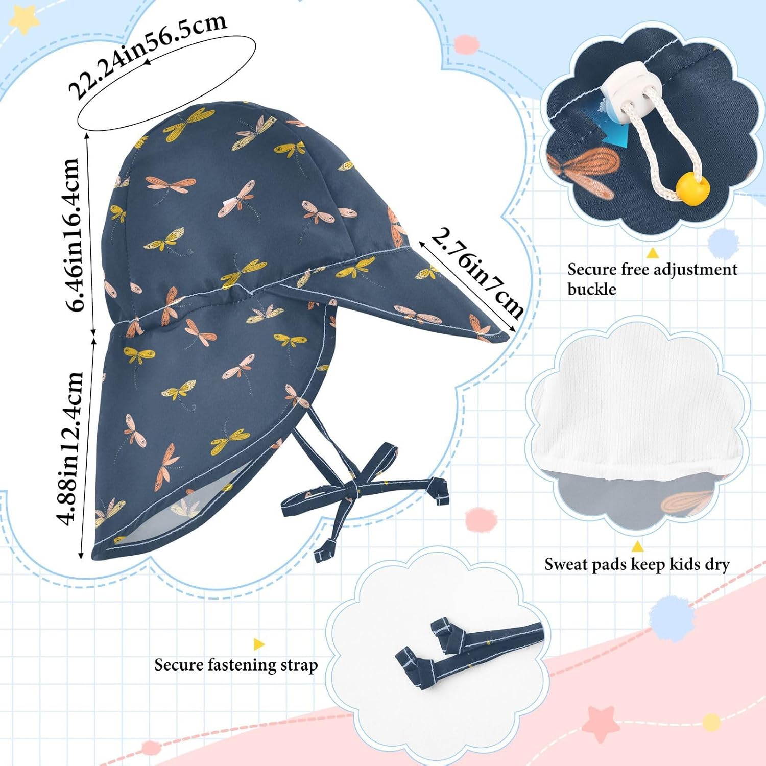 KLL Unisex Baby Sunhat Boys UV Protection Hat Large Brim