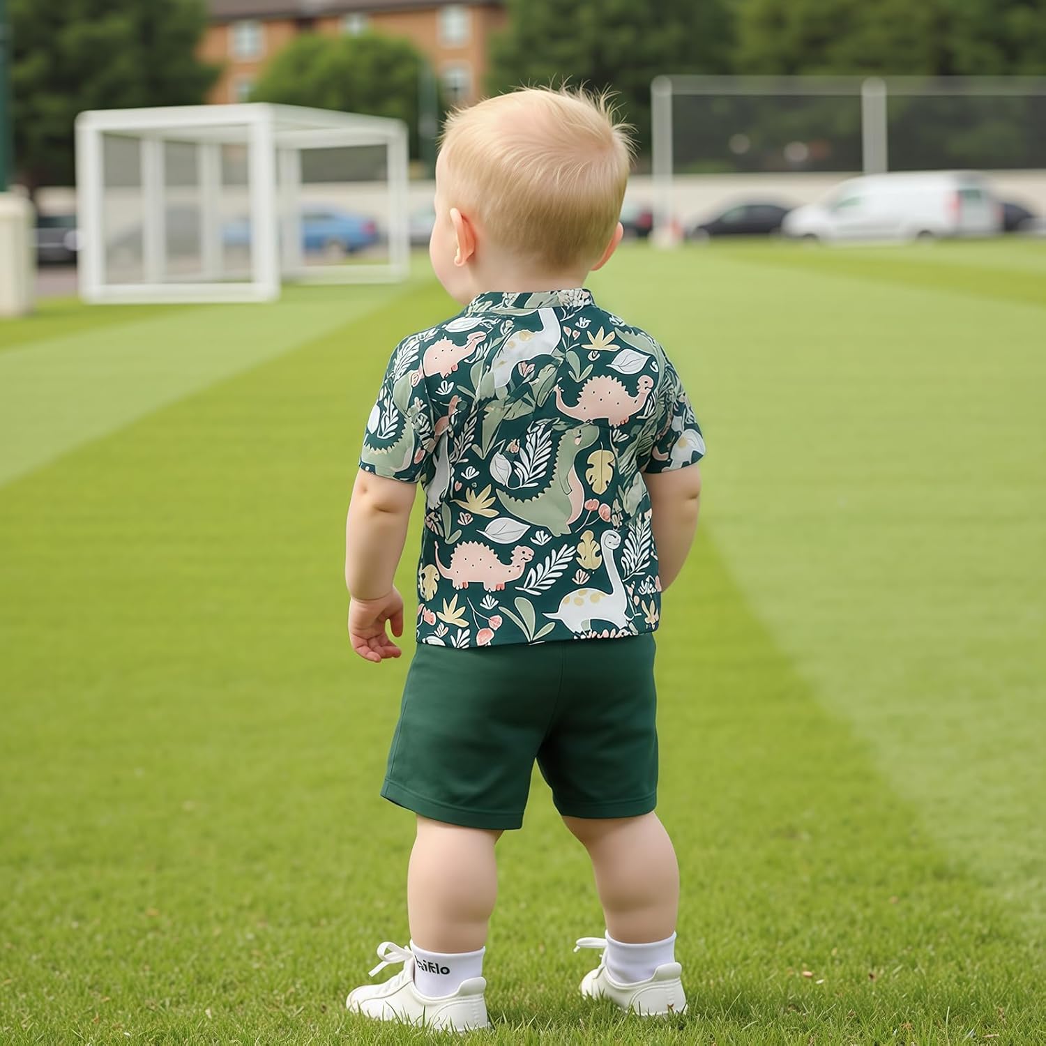 Toddler Boy Dinosaur Print Shorts Set for Summer