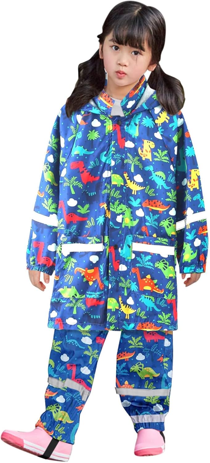 Kids Rainbow Print Rain Suit 2-Piece Set for Toddler
