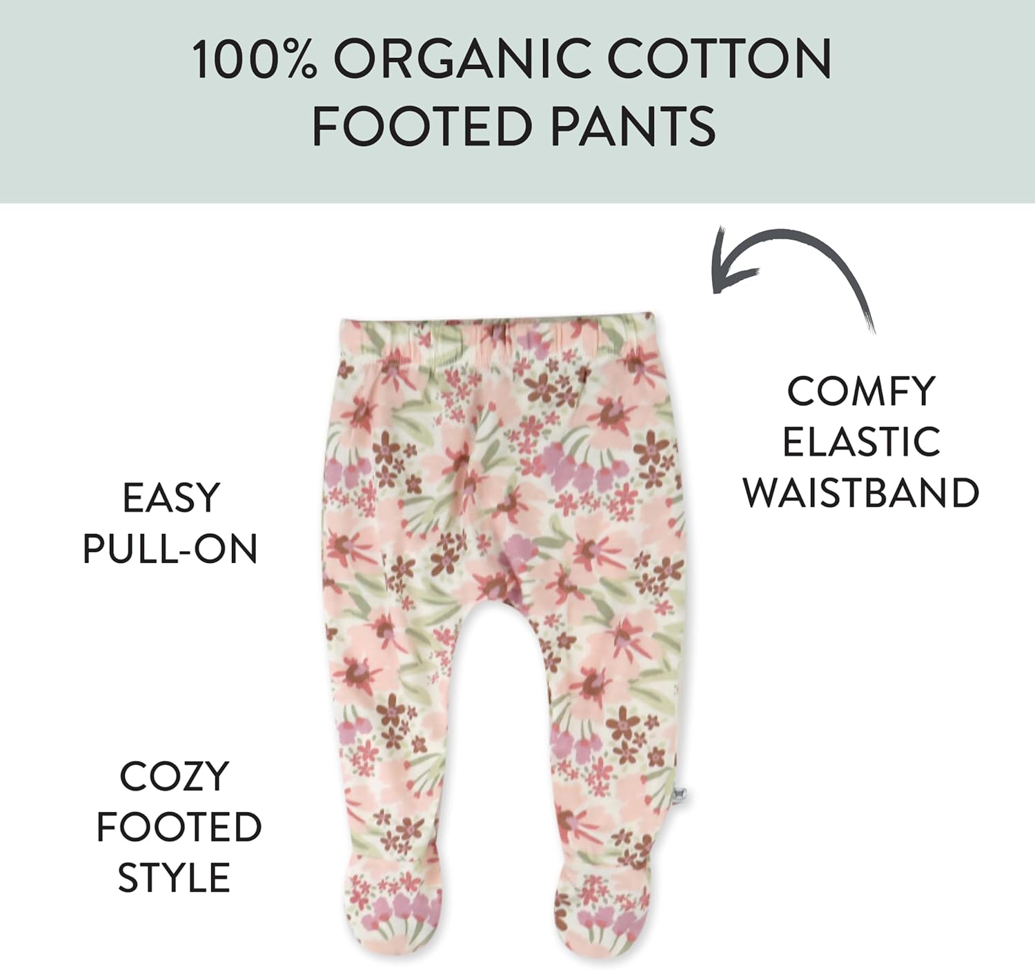 3-Pack Honest Baby Footed Pants Soft Cozy Organic Cotton