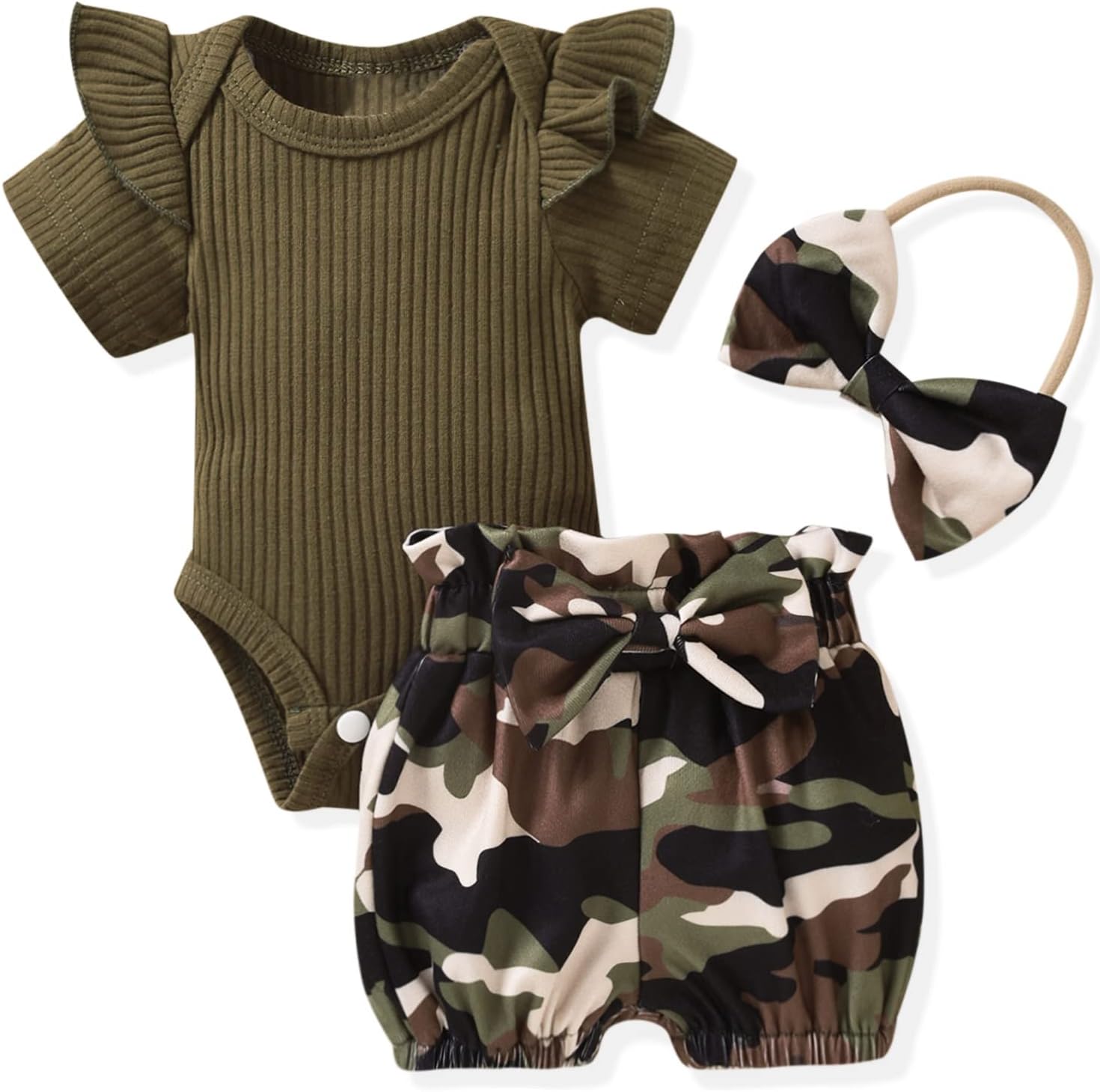 Aalizzwell Baby Girls Ribbed Bodysuit Bloomers for Summer