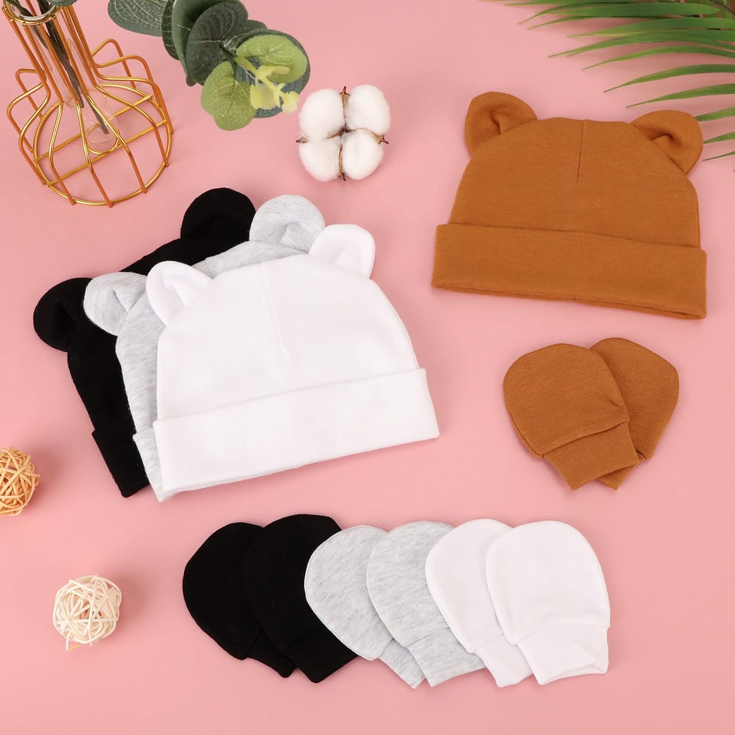 Dreshhow BQUBO - Newborn Baby Hats Mittens Set for Boys Girls