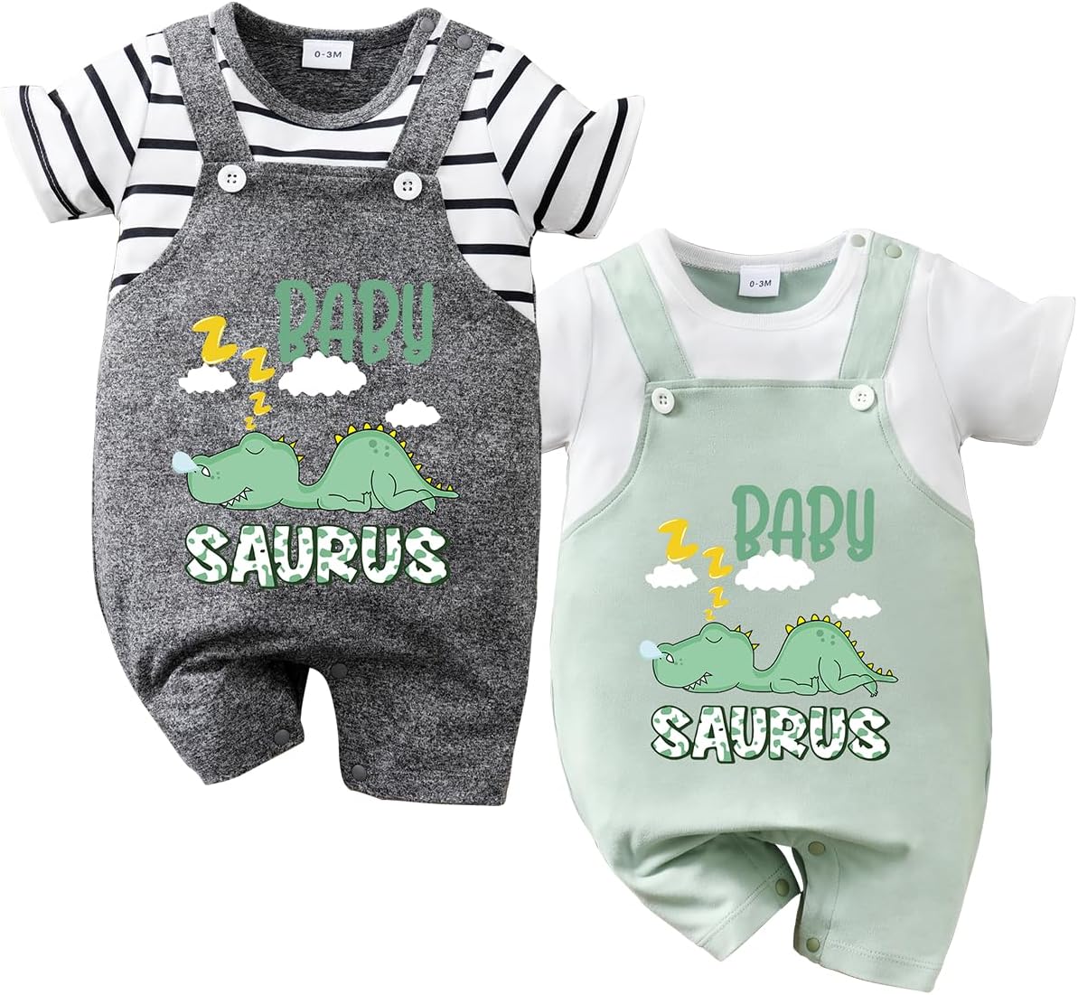 Perfect Toddler Boys Dinosaur Romper Set with Snap Bottoms