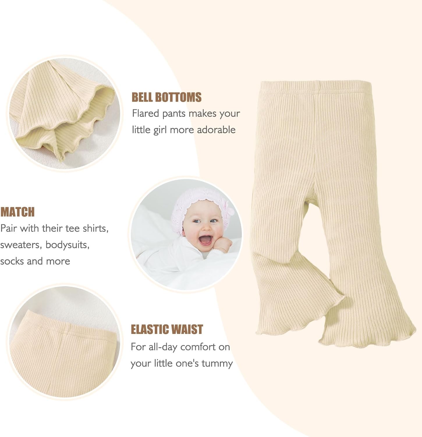 SOBOWO Baby Girl Flare Pants 3-Pack Toddler Set