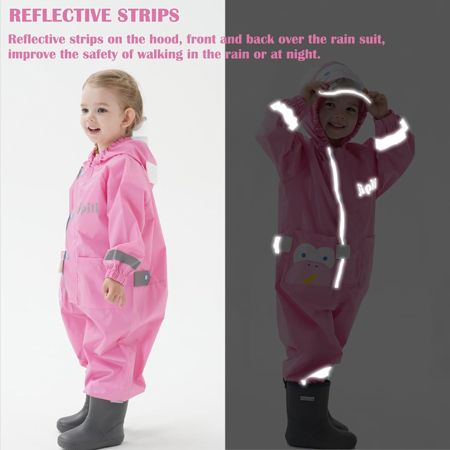 Fewlby Kids Toddler One-Piece Rain Jacket