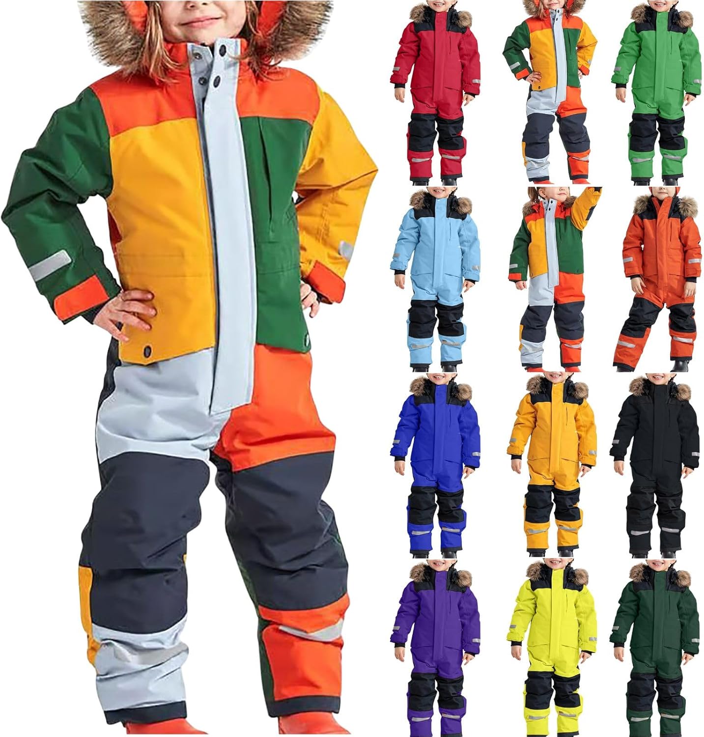 Waterproof Ski Suits for Kids Winter Ski Outfit Toddler Child Ski Jumpsuits