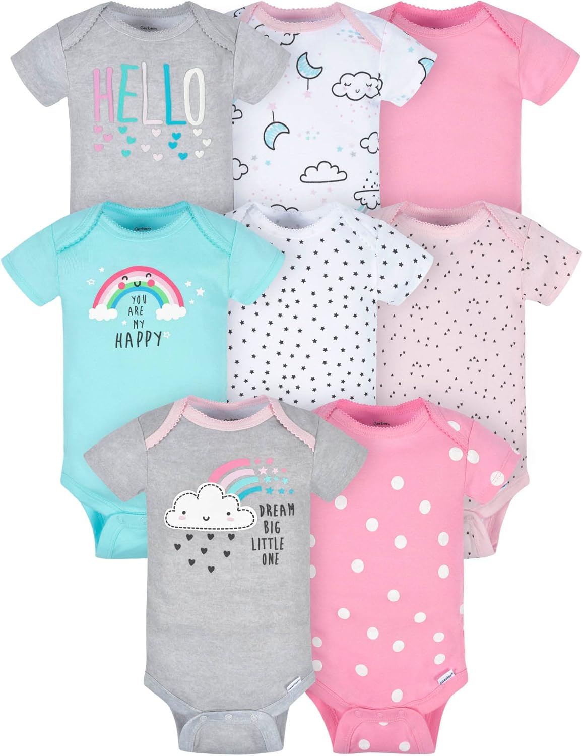 Gerber Baby Girls 8-Piece Onesies Bodysuits