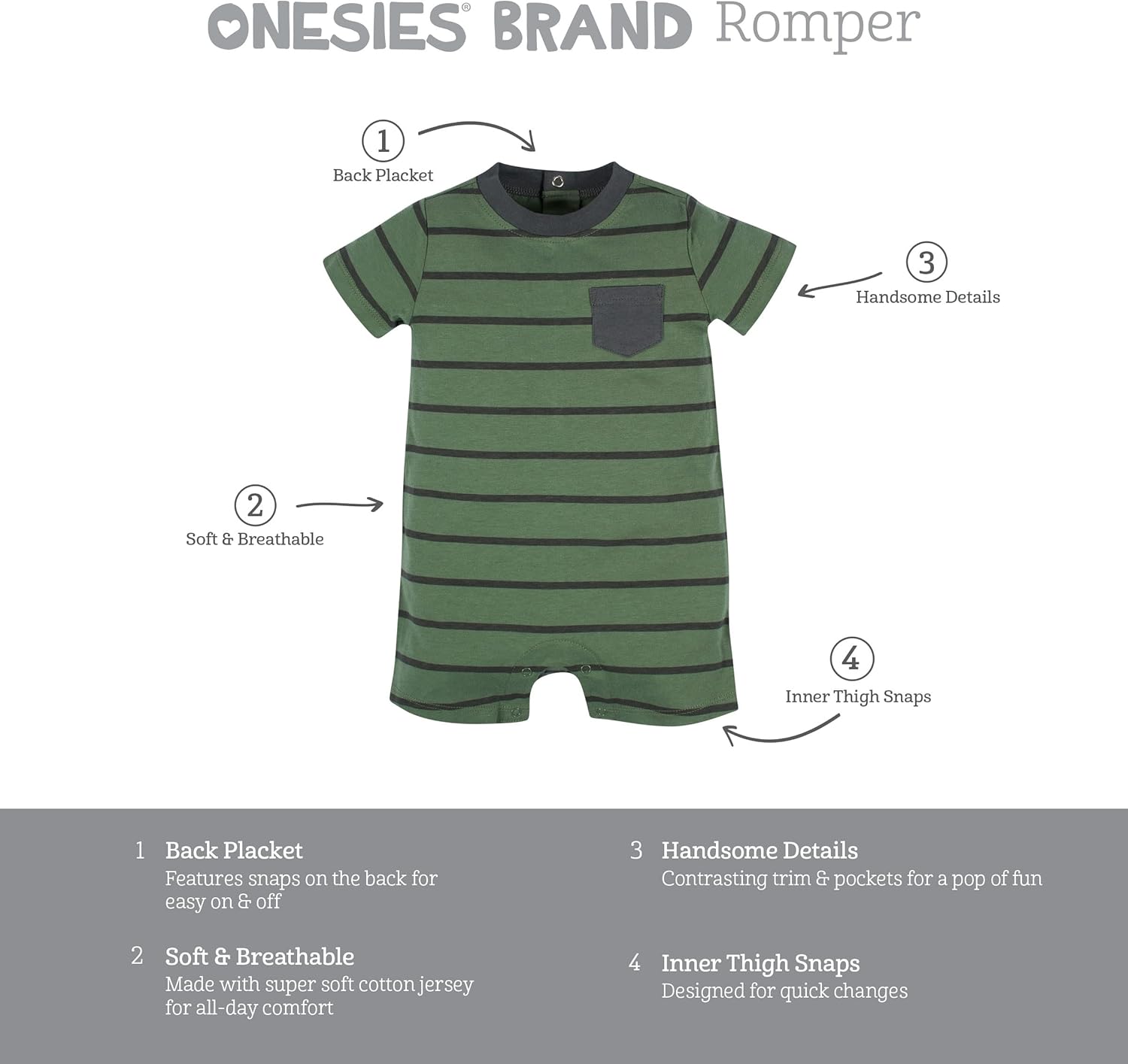 Onesies Brand 3-Pack Baby Boy Romper
