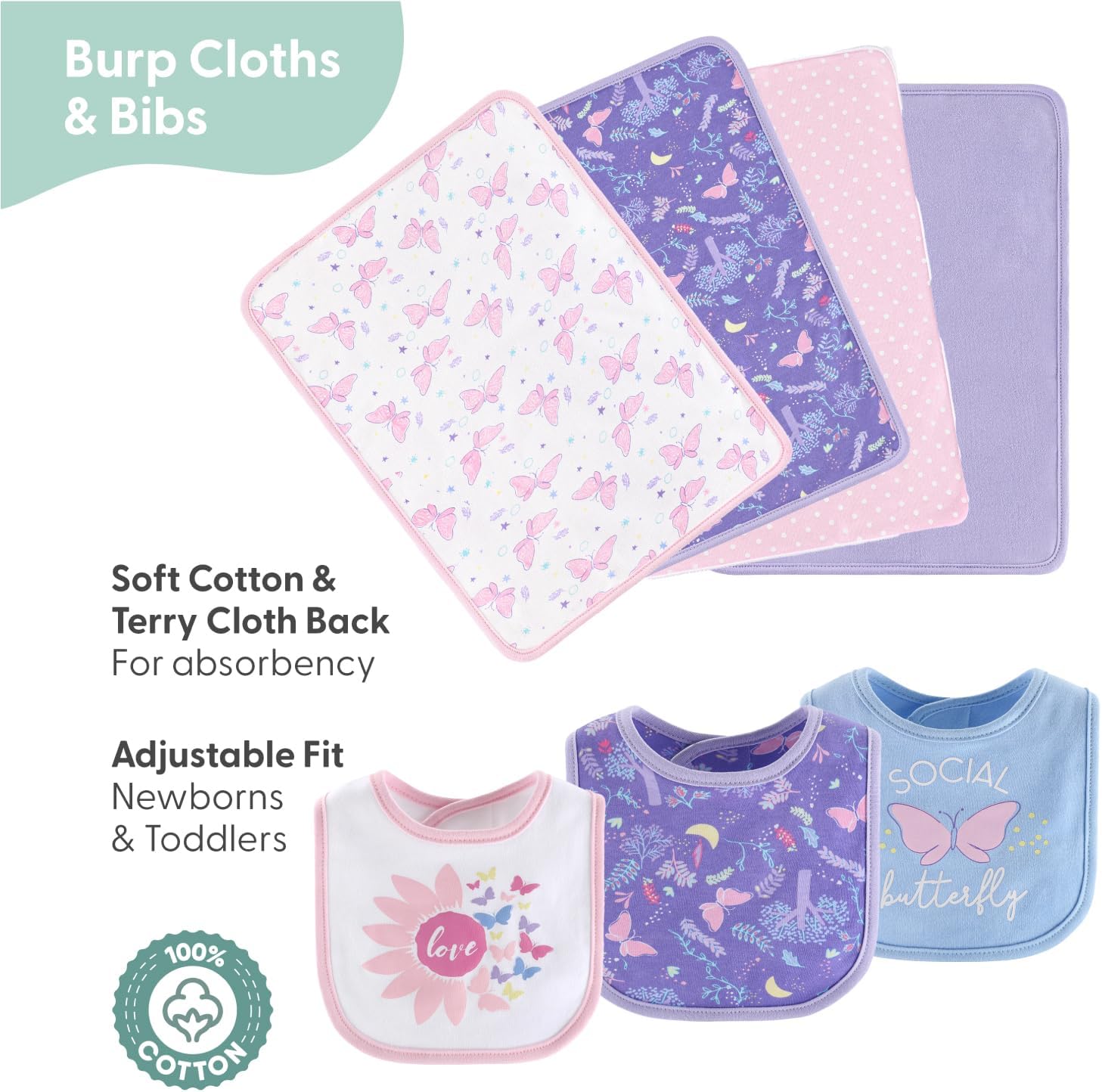 The Peanutshell Baby Layette Gift Set for Baby Girls - Purple Butterfly