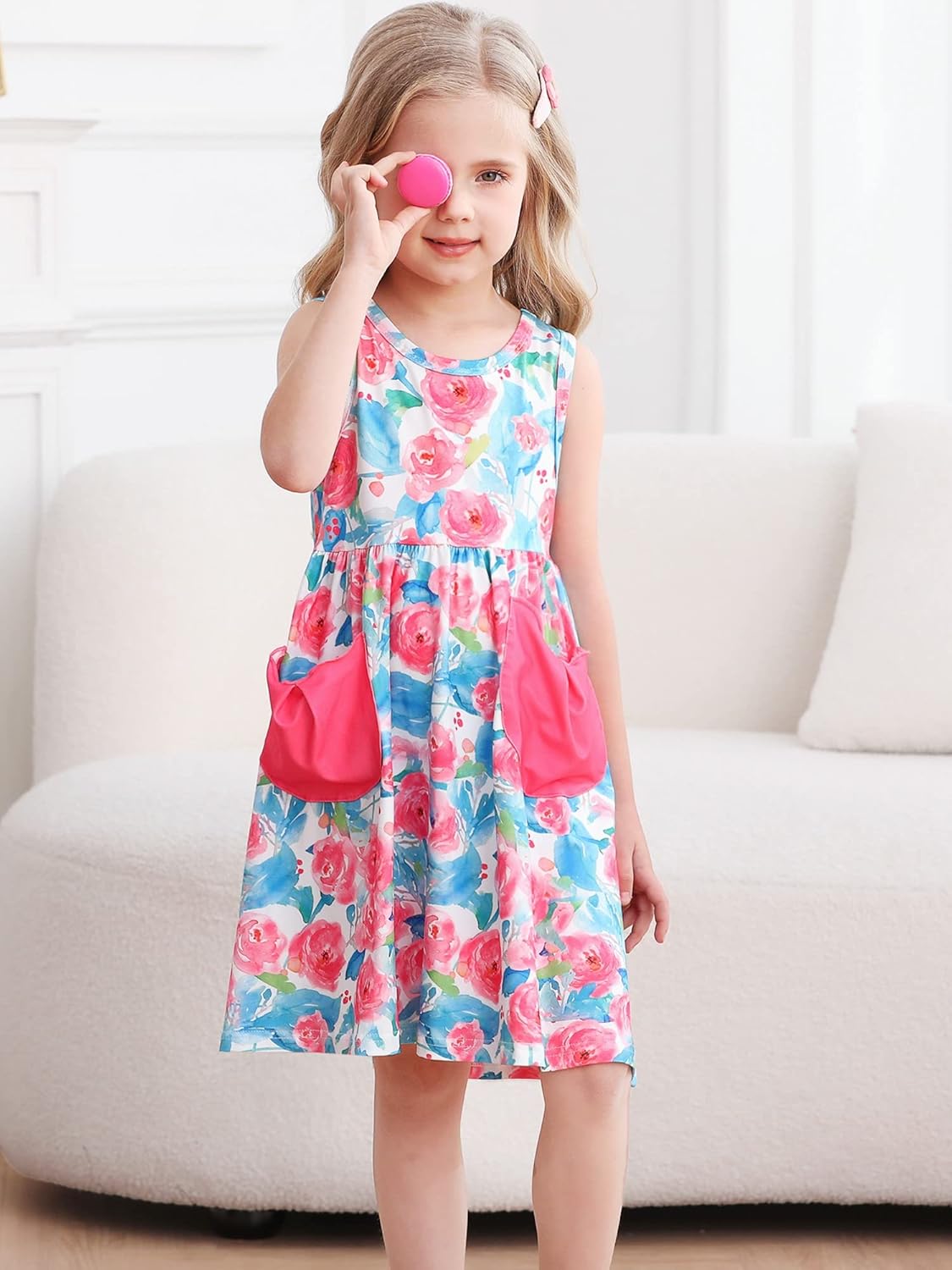 Vieille Little Girls Summer Dress with Pocket
