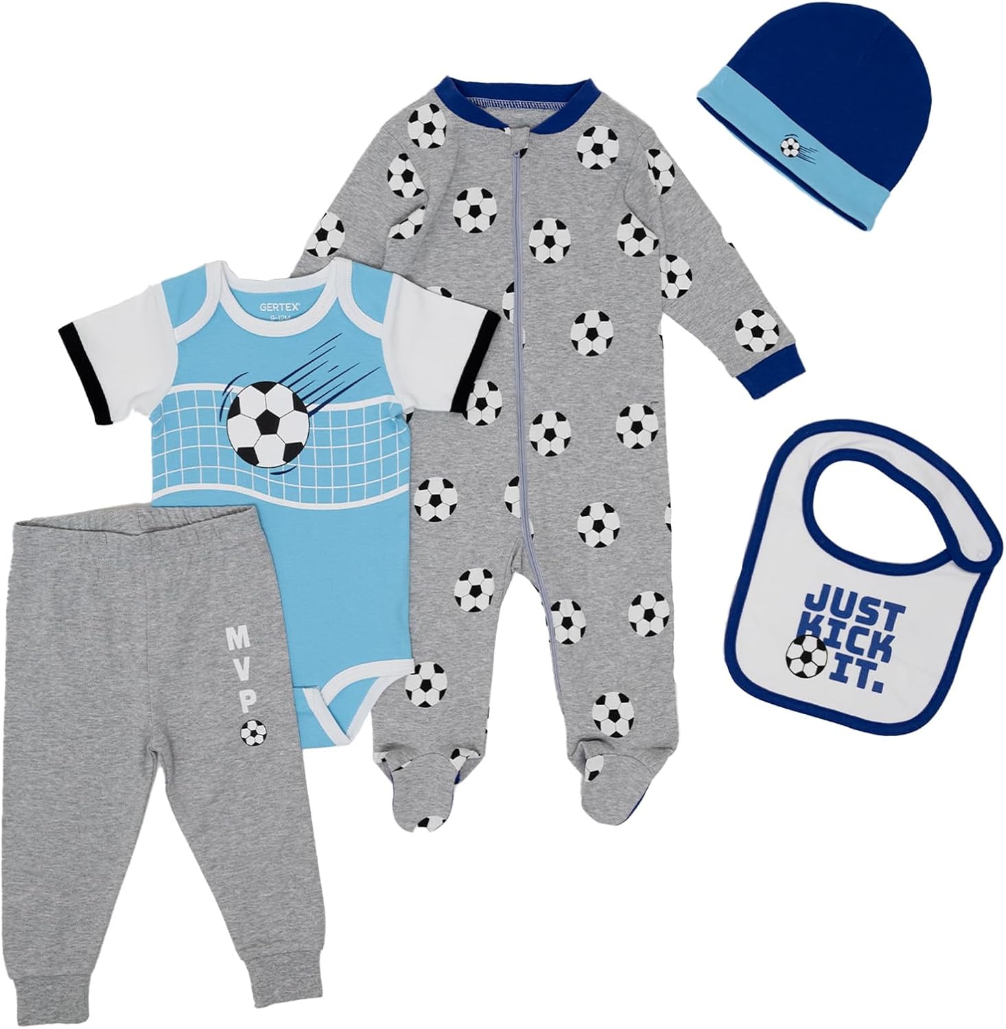 Gertex 5-Piece Baby Sport Set Bundle Baseball Basketball Hockey Soccer Football
