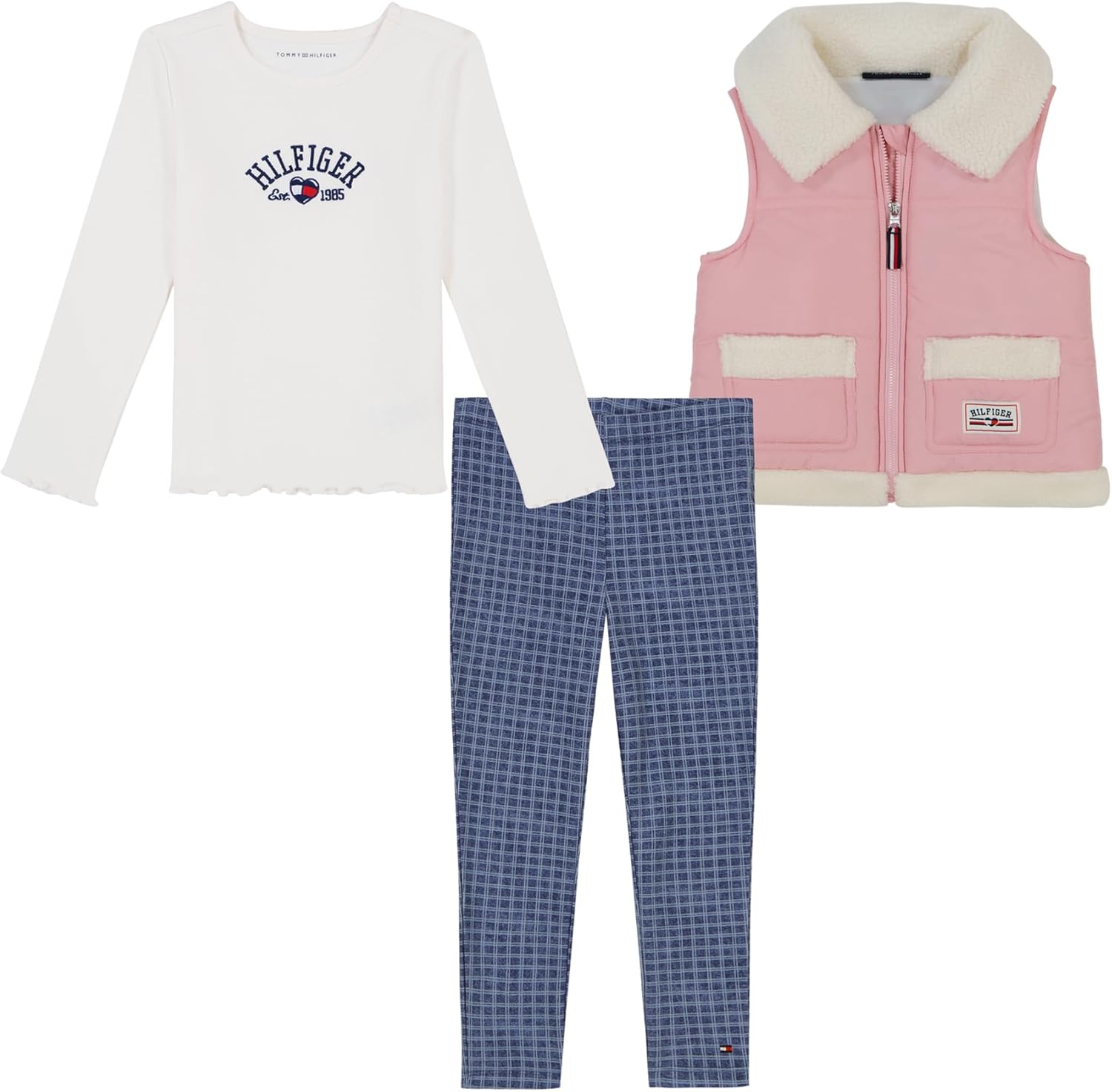 Tommy Hilfiger Baby-Girls 3pc Puff Vest Pant Set