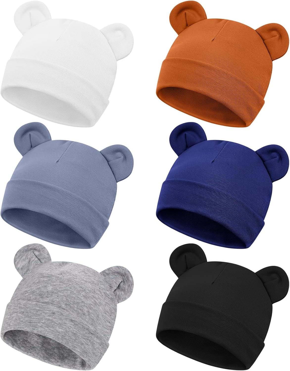 Toulite Bear Ears Preemie Hats - Soft Warm 6-Piece Set