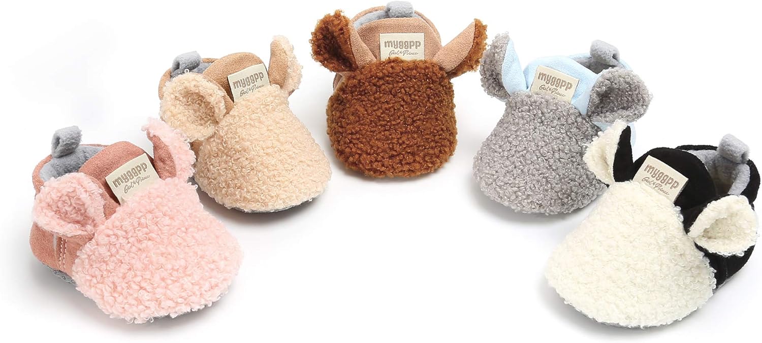 Ohwawadi Cozy Fuzzy Baby Slippers for Crawlers Walkers