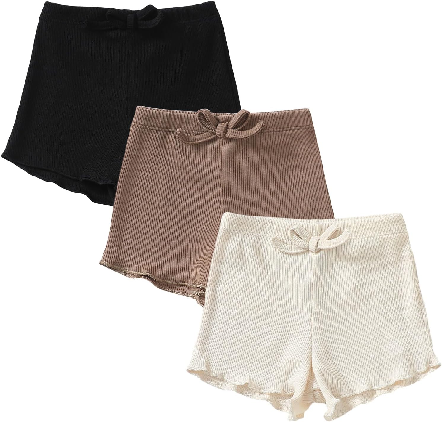 SOBOWO Toddler Girl Shorts Ribbed 3-Piece Summer Playwear